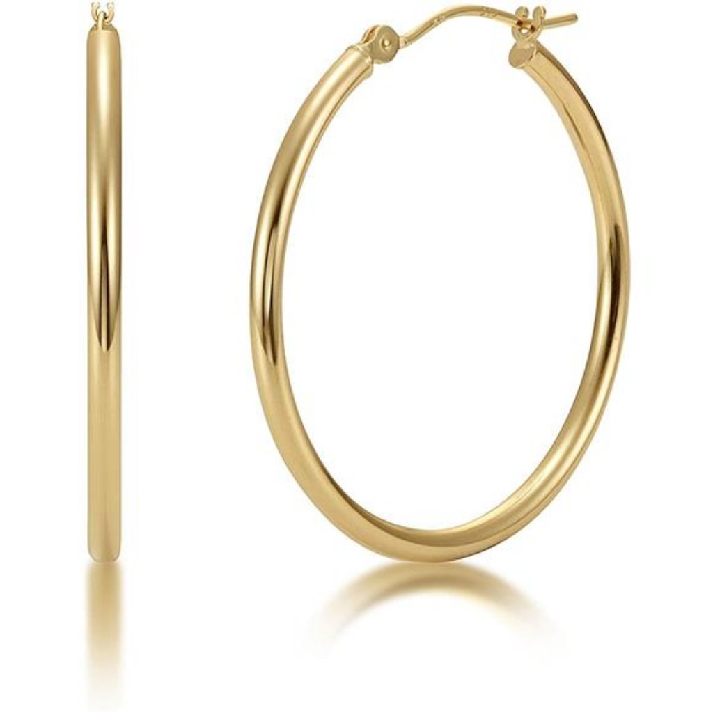 Kezef 14k Gold Hoop Earrings 2mm Thin Lightweight Yellow Gold 10-60mm Hoop